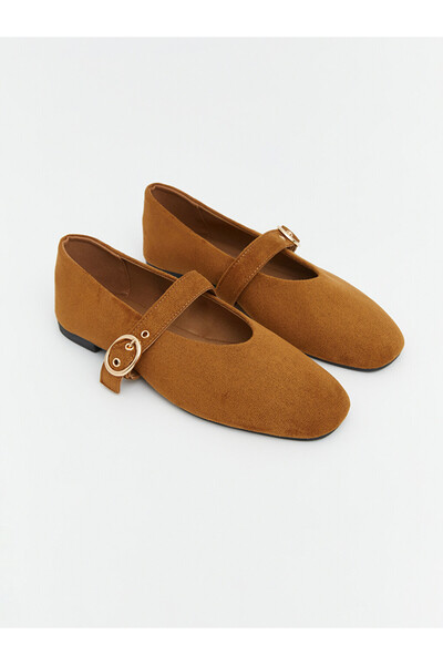 LC Waikiki Square Toe Buckle Detailed Women's Ballet Flats