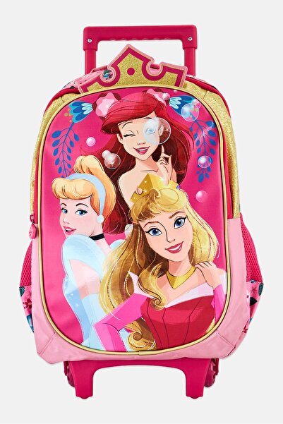 Disney Kids Girl Princess Graphic Print Trolley Bag, Multicolor