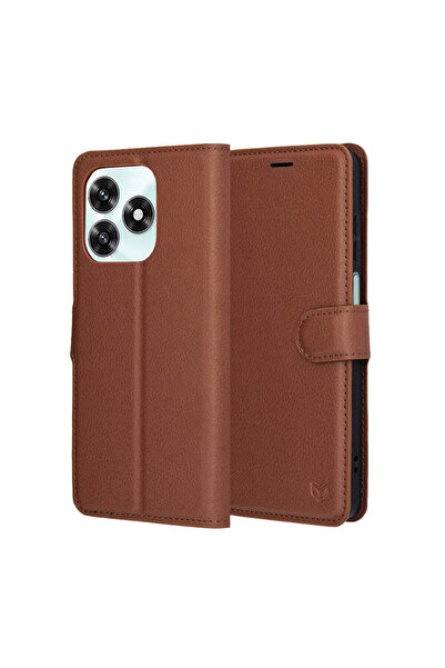Techsuit Husă pentru Honor X5c Plus, tip portofel din piele, maro - maro