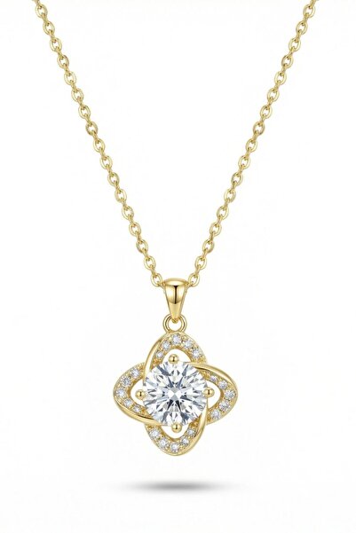 The Jewel Heart Colier Love Knot, Argint 925, Placat cu Aur 18K, Pandantiv No...