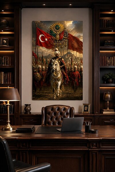 Mythog Osmanlı Askeri Temalı Baskılı Cam Tablo – Tarihi Dekoratif Duvar Tablosu