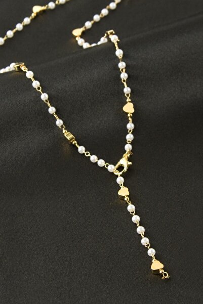 ZERO LAND Nhr-Hlss Heart Pearl Y Necklace (105358) - Yellow