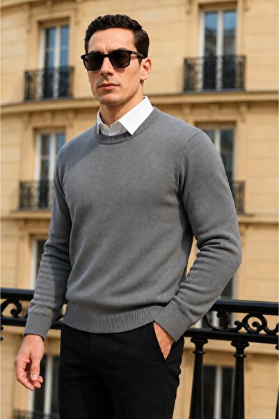 comstar Men's Winter Casual Crew Neck Anthracite Sweater