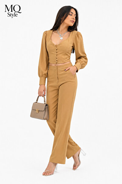 MQ High-End Women's 2-Piece Suit (Regular Buttoned Corset Top + Straight-Cut ...