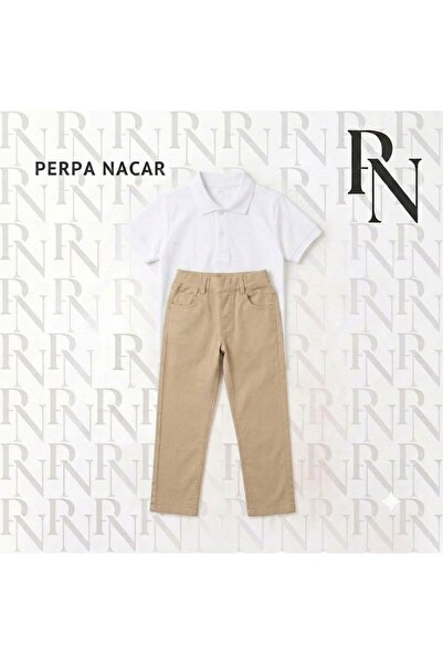 Nacar Okul Formaları Polo Yaka ve Ribanalı Pantolon Çocuk Kombin Takım