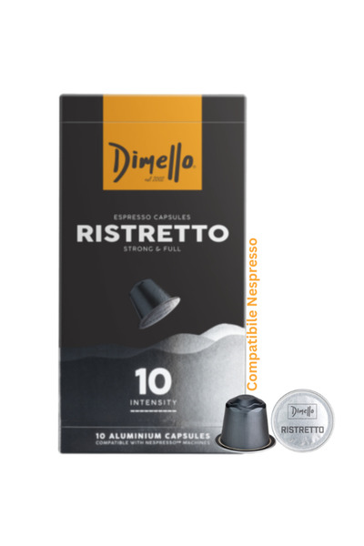 DİMELLO Cafea DIMELLO, Capsule Ristretto, Prăjire închisă, 10 bucăți
