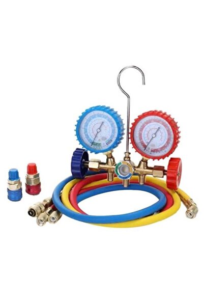 Gennext 3-Way Refrigerant Gauge With Couplers And Acme Adapter