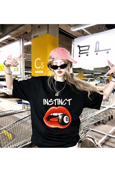 DEEFWEAR Black Instınct 8 Printed Oversize T-Shirt