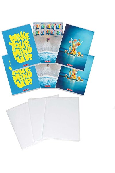 Herlitz Pachet 5 caiete A4 + coperti, 80 file, dictando, hartie 70 g/mp FSC M...