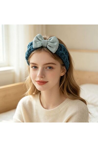idei Bentită cosmetică cu fundiță dungată, bentită elastică 17,5×9 cm pentru ...