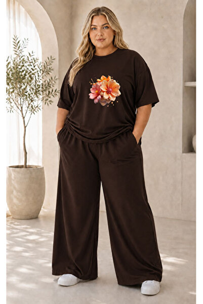 Pink Sky Women's Plus Size Premium Oversize Cotton 2-Piece Tracksuit Set Casu...