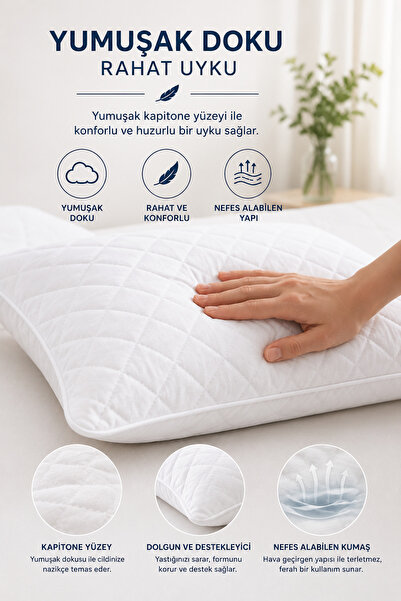 Ferzin 2 Adet Lüks Sıvı Geçirmez Yastık Alezi | 50x70cm Su Geçirmez Yastık Alezi 2'li Set