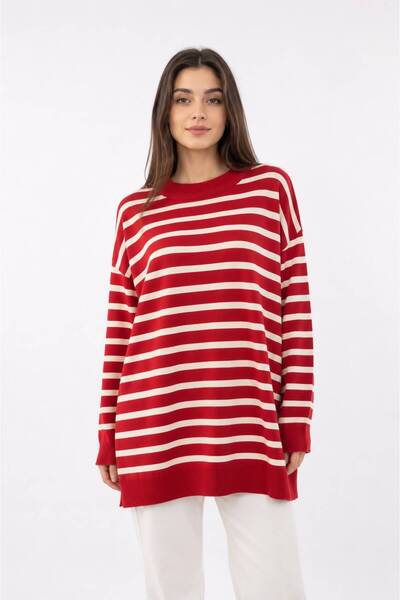 ÇALIKUŞU TRİKO Striped Bat Sleeve Blouse