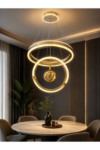 Generic Brand 5685 Modern Led Pendant Chandelier with Circular Rings - Gold C...
