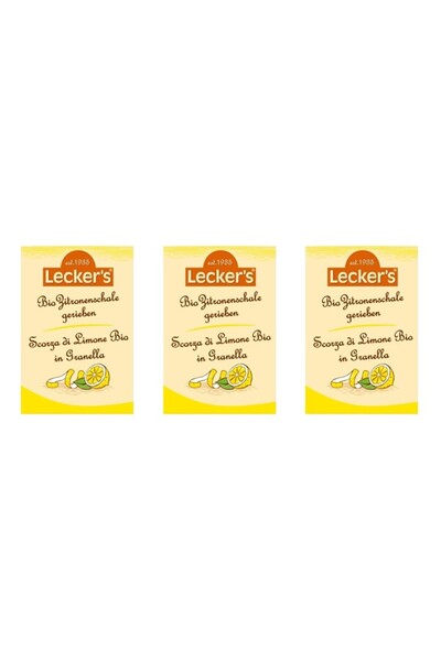 Lecker's Pachet 3 x Coaja de lamaie bio, macinata, 15g