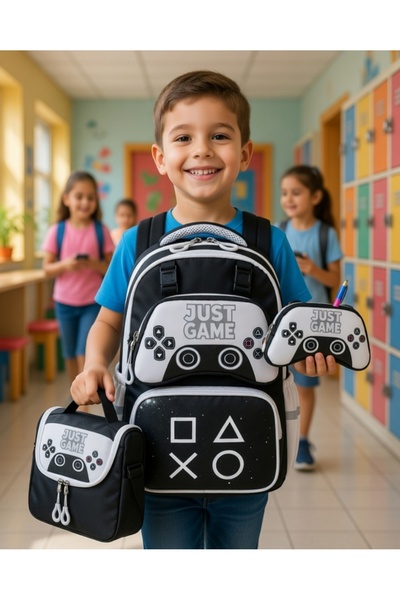 KY A+ Premium Quality Men's Black Gamer Primary School Orthopedic 3-Piece Set...