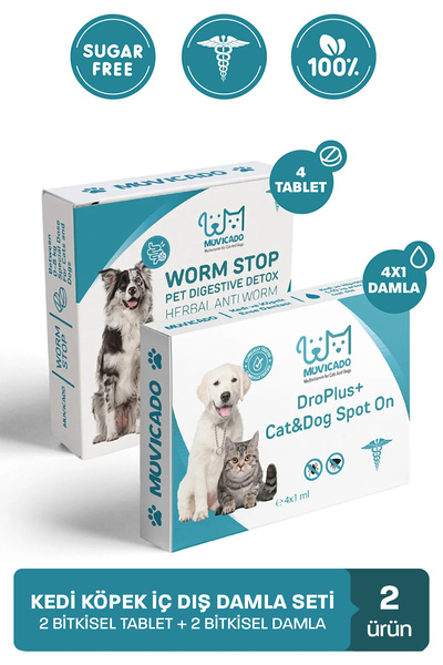 muvicado Köpek Kedi Worm Stop + Spot On Damla Tablet Ödül Seti
