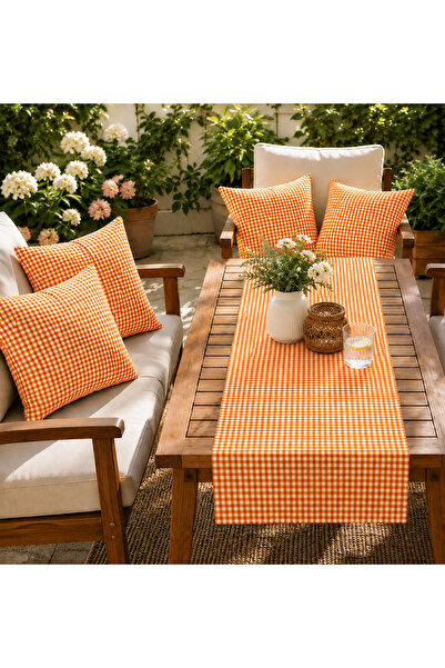 Belomia Home Collection Pötikare Desen 4 Adet Dolgulu Kırlent + 1 Adet Runner...