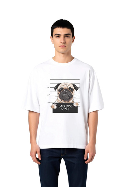 PayBuy Men's Oversize T-Shirt Humorous Dog Portrait Print Relaxed Fit Casual ...