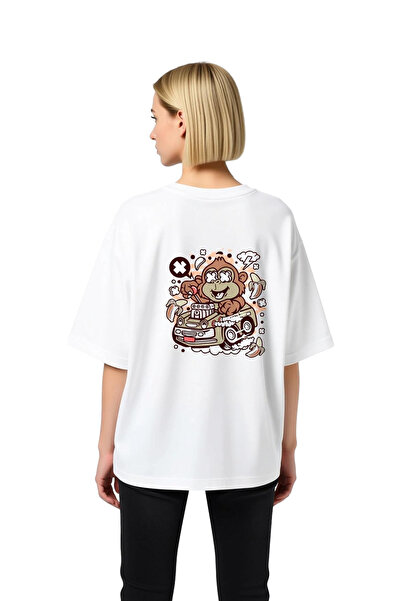 PayBuy Women's Oversize T-Shirt 100% Cotton Monkey Car Driver Printed Relaxed...