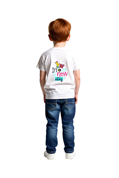 PayBuy Children's T-Shirt New Day Begins Printed Motivational Themed Graphic ...