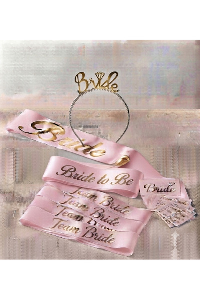 GOLDCENTER BRİDE TO BE KUŞAK TAÇ 10 SATEN BİLEKLİK 10 DÖVME