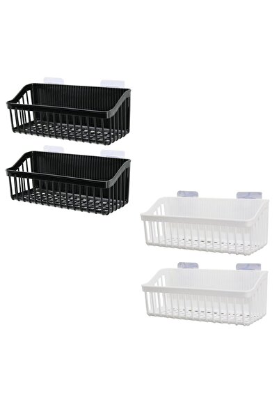 MR -1482 Banyo ve Mutfak Organizeri Plastik 7X10X26CM 2 Adet Siyah-Beyaz Yapı...
