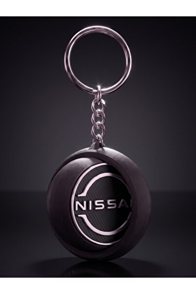 MUTASYON Premium Flip (İç Kısmı Dönen) Nissan Logolu Anahtarlık Siyah Gümüş T...