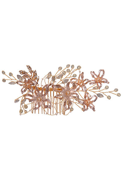 VeeShop Pieptene de par din fire delicate, flori metalice, frunze cu cristale...