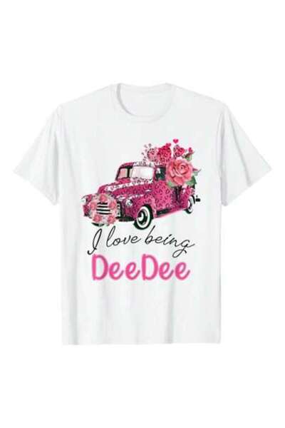 25W I Love Being DeeDee Valentine Pink Truck Flower T-Shirt, 220g Pure Cotton...