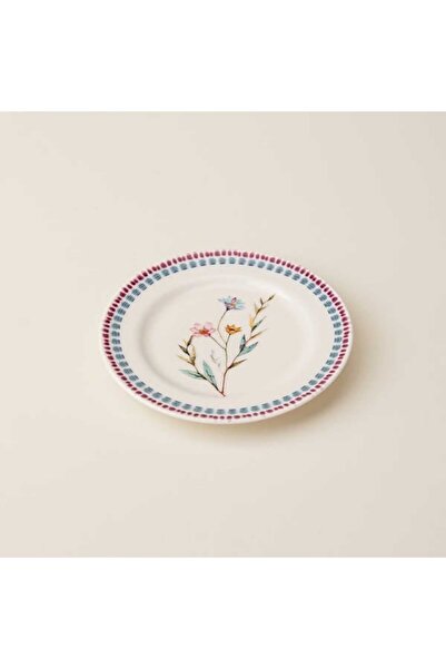 Ülger Seramik Pink Flower Porselen Tatlı ve Kahvaltı Tabağı - Renkli - 17 cm
