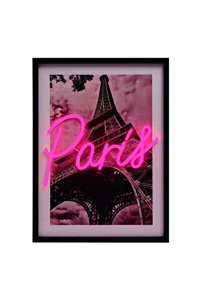 OEM Artă de perete LED Neon Turnul Eiffel din Paris 30x40cm Ramă din lemn