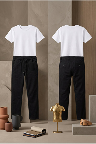 meyastore School Children's Trousers 100% Cotton with Elastic Waistband