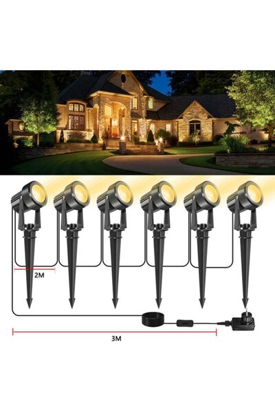 STARSTAR 6-pack 3000K LED outdoor spotlights IP65.
