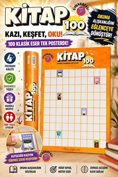 OYUNKAFASI Kitap 100 Kazımalı Okuma Posteri | Okunması Gereken 100 Klasik Ese...