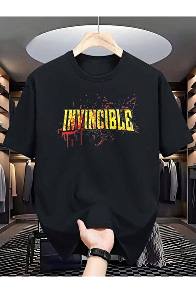 KYMC07 Men's Print Crew Neck T-Shirt, Invincible Logo Blood Splatter - Retro ...