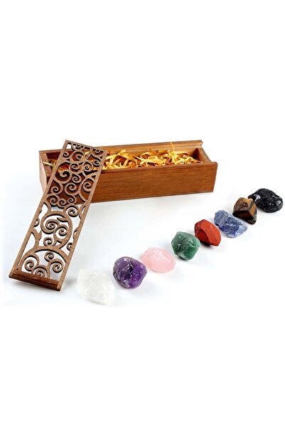craftmystic Set 8 pietre semipretioase chakra in cutie de lemn