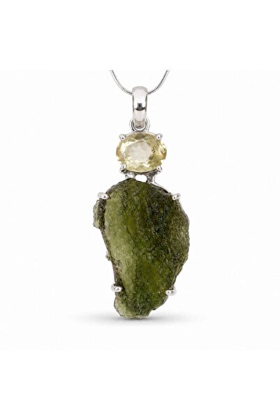 craftmystic 925 silver necklace with moldavite and Libyan desert stone – ener...