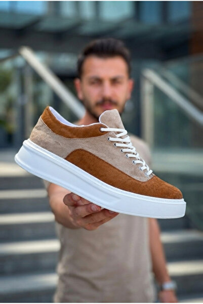 Zerenyus Zrk-X005 High Quality Tan Suede Lace-Up Thick Sole Men's Sneaker
