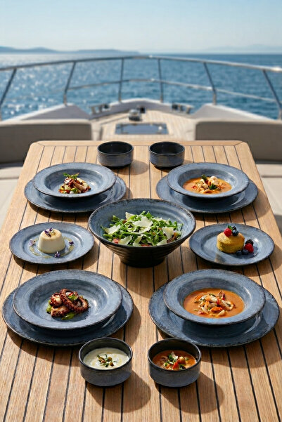 Happy Chef Blue Nebula 17 Parça Yemek Takımı, Thermoset Melamin