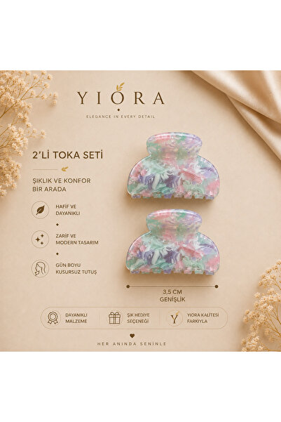 yiora مشبك نسائي من سلسلة 2Li Premium المستوردة من أسيتات العظام بطول 3.5 سم