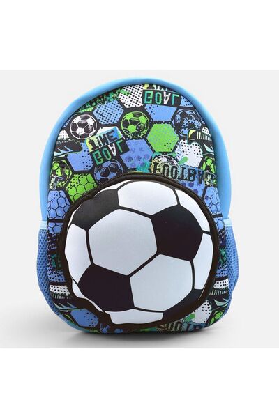 Zâna Casei Rucsac de grădiniță din neopren albastru cu minge de fotbal 3D
