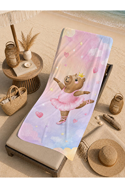 Evmila Cute Green Turtle Botanical Patterned 70X150 Beach Towel - Digital Pri...