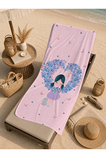 Evmila Ballerina Girl in Fairy Tale Purple Dress Patterned 70X150 Beach Towel...