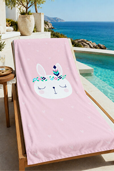 Evmila Cute Rabbit in Fairy Tale Clouds Pastel Patterned 70x150 Prosop de pla...
