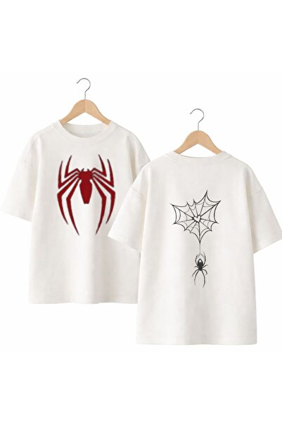 playwear Spider Red Back and Front Chest Printed 100% Cotton Oversize Loose R...