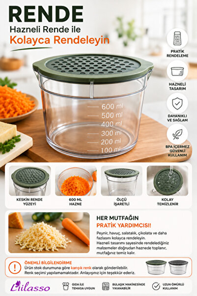 Lilasso Home Grater with Bowl - Mixed Color