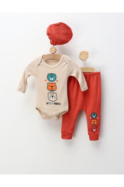 MiniKids Costumas 3 piese My Best Friends, crem-caramiziu