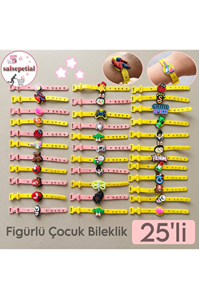 Salsepetial 25'li Sevimli Figürlü Bileklik Hediyelik Çocuk Bileklik Karne Gün...