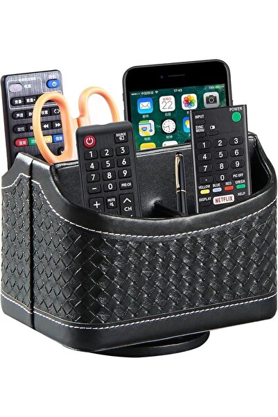 PUSU PU Leather 360°Rotatable Remote Control Holder,Nightstand TV Remote Hold...